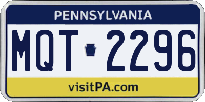 PA license plate MQT2296