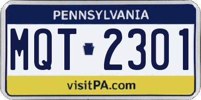 PA license plate MQT2301