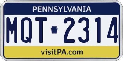 PA license plate MQT2314