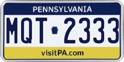 PA license plate MQT2333