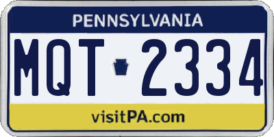 PA license plate MQT2334