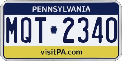 PA license plate MQT2340