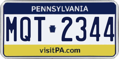 PA license plate MQT2344
