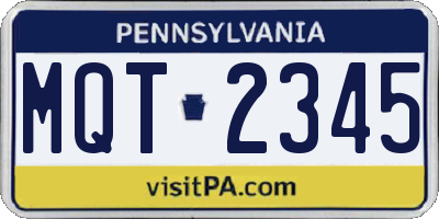 PA license plate MQT2345