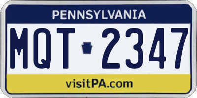 PA license plate MQT2347