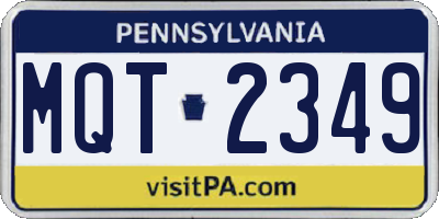 PA license plate MQT2349