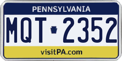 PA license plate MQT2352