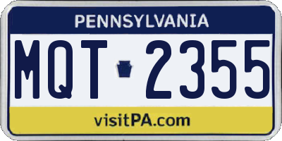 PA license plate MQT2355