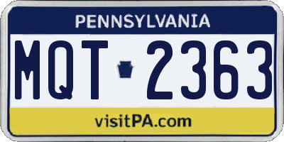 PA license plate MQT2363