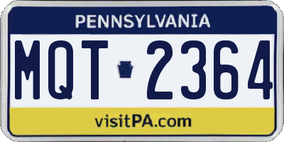 PA license plate MQT2364