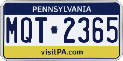 PA license plate MQT2365