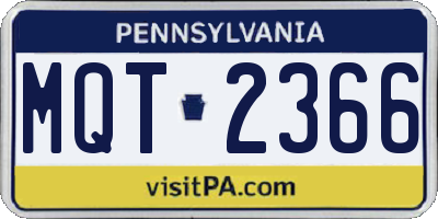PA license plate MQT2366
