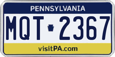 PA license plate MQT2367