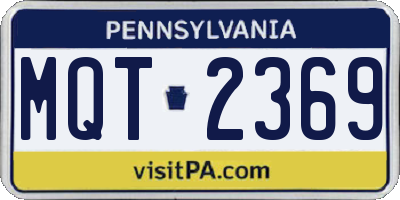 PA license plate MQT2369