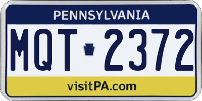 PA license plate MQT2372