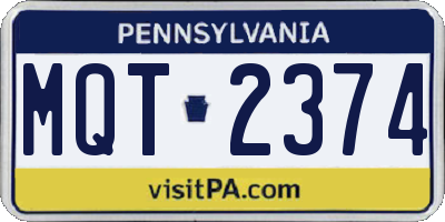 PA license plate MQT2374