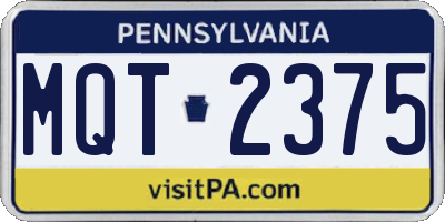 PA license plate MQT2375