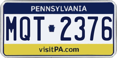PA license plate MQT2376