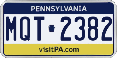 PA license plate MQT2382