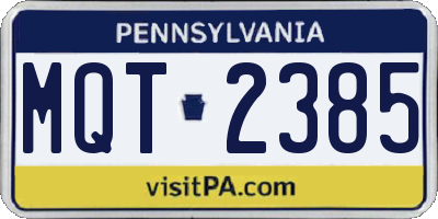 PA license plate MQT2385