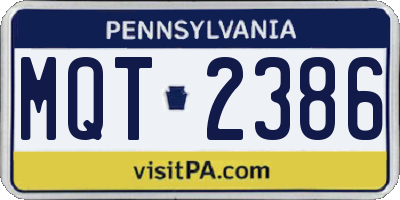 PA license plate MQT2386