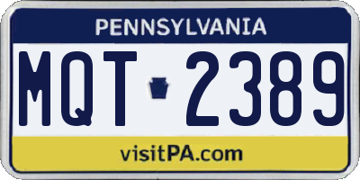 PA license plate MQT2389