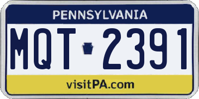 PA license plate MQT2391