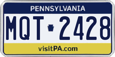 PA license plate MQT2428
