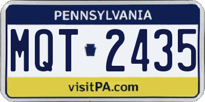 PA license plate MQT2435