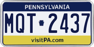 PA license plate MQT2437