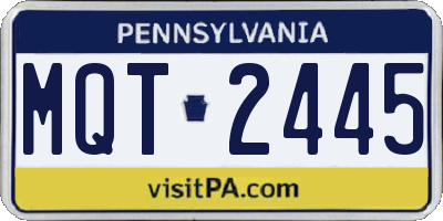 PA license plate MQT2445