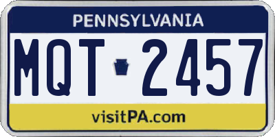 PA license plate MQT2457