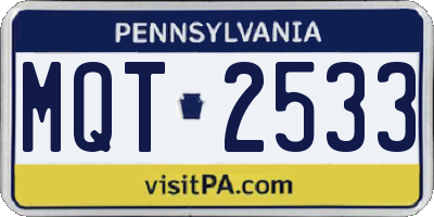 PA license plate MQT2533
