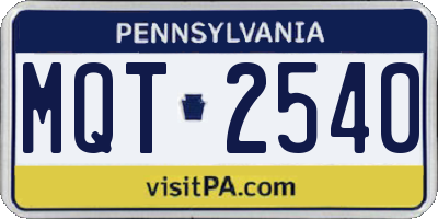 PA license plate MQT2540