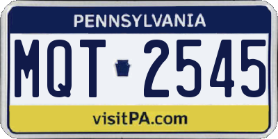 PA license plate MQT2545