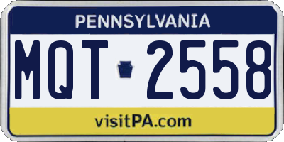 PA license plate MQT2558