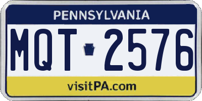 PA license plate MQT2576