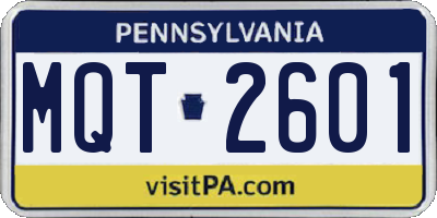 PA license plate MQT2601