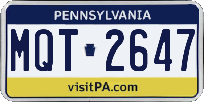 PA license plate MQT2647