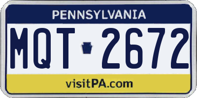 PA license plate MQT2672