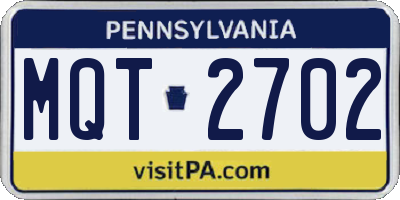 PA license plate MQT2702