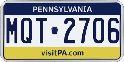 PA license plate MQT2706