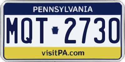 PA license plate MQT2730