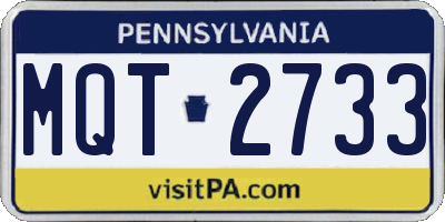 PA license plate MQT2733
