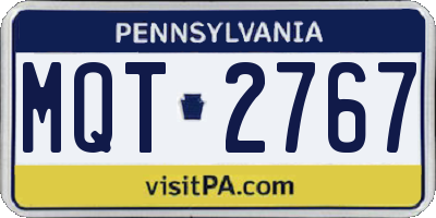 PA license plate MQT2767