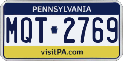 PA license plate MQT2769