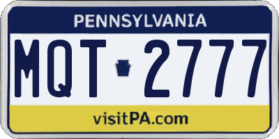 PA license plate MQT2777