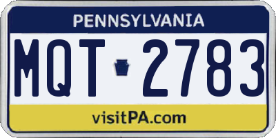 PA license plate MQT2783