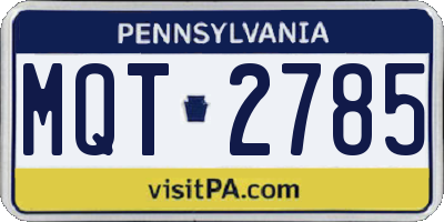PA license plate MQT2785