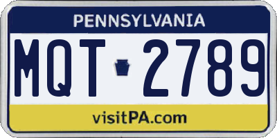 PA license plate MQT2789